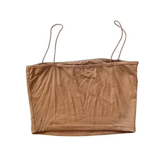 NWOT Cider Solid Brown Crop Spagetti Strap Top Size small - Picture 4 of 8